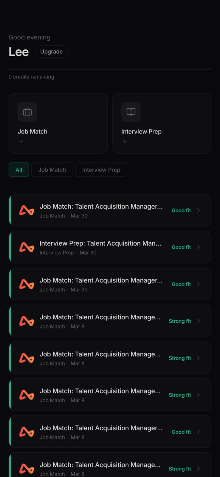 Execue mobile app home screen